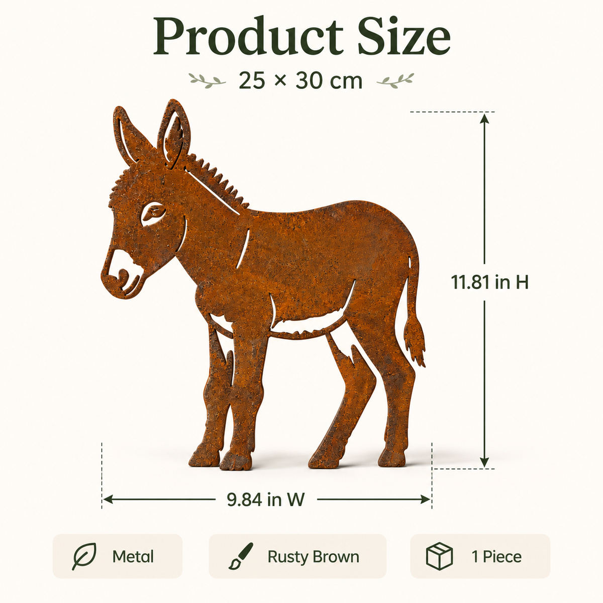 Rusty Donkey Metal Garden Stake
