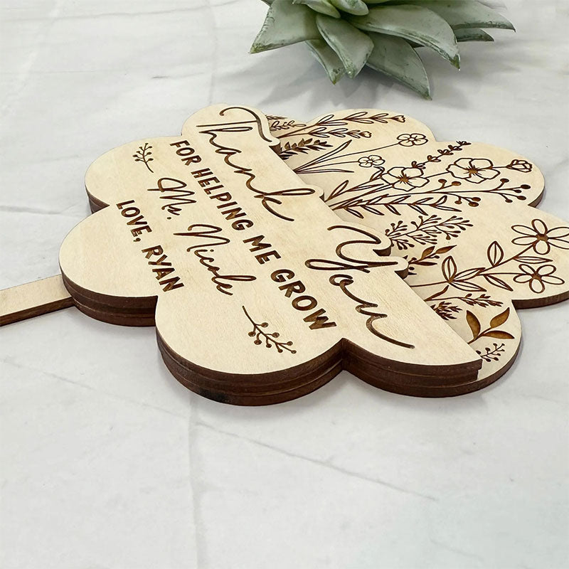 Personalized Thank You For Helping Me Grow Teacher Gift Card Holder
