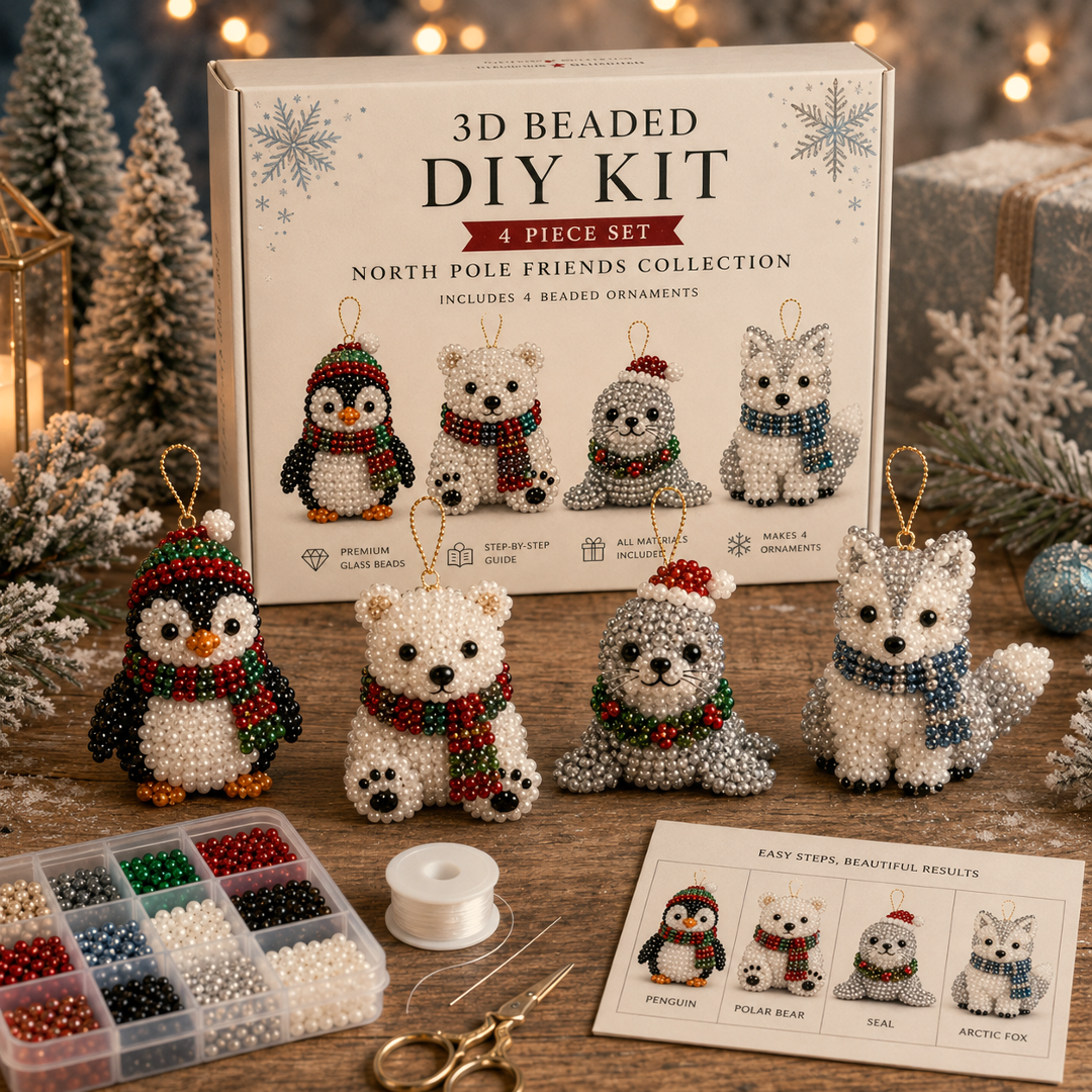 🧘 Relaxing & Beginner-Friendly-💎4-Piece 3D Beaded Christmas Ornament DIY Kit (❤As Seen in the Video)
