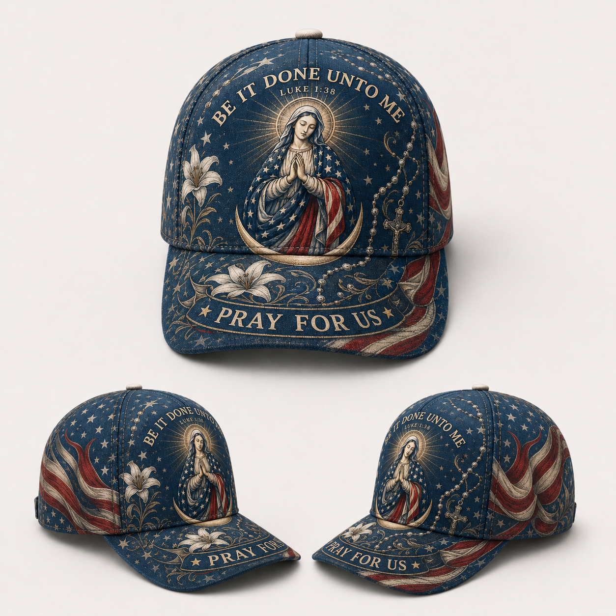 Be It Done Unto Me Pray for Us Faith Hat