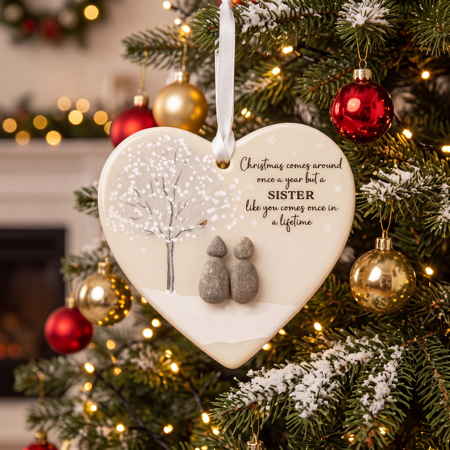 Sister Pebble Bauble - Sister Christmas Decoration