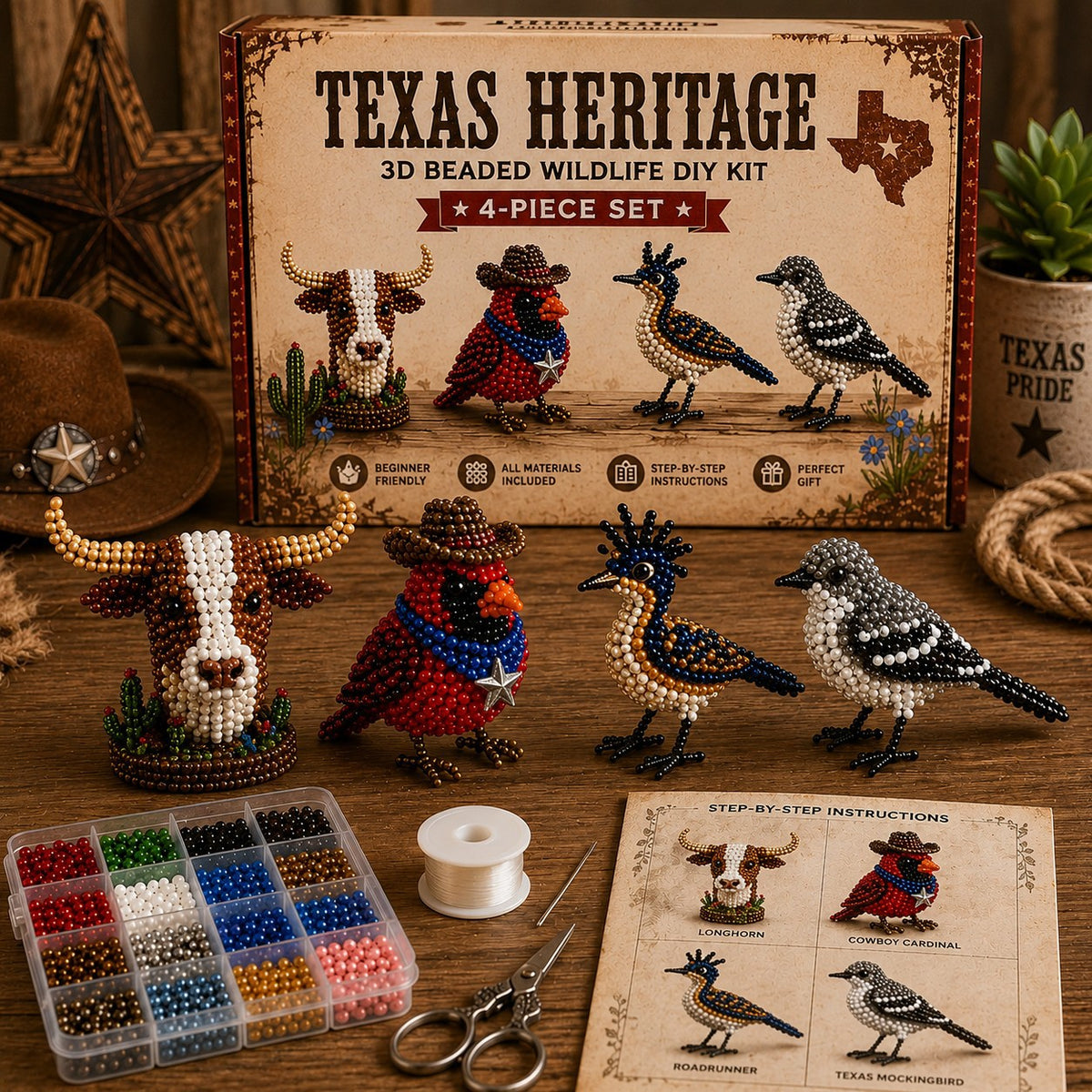🧵 3D Beaded Figure DIY Craft Kit | 2 Series Optional Dragon & Skeleton Bead Making Set
