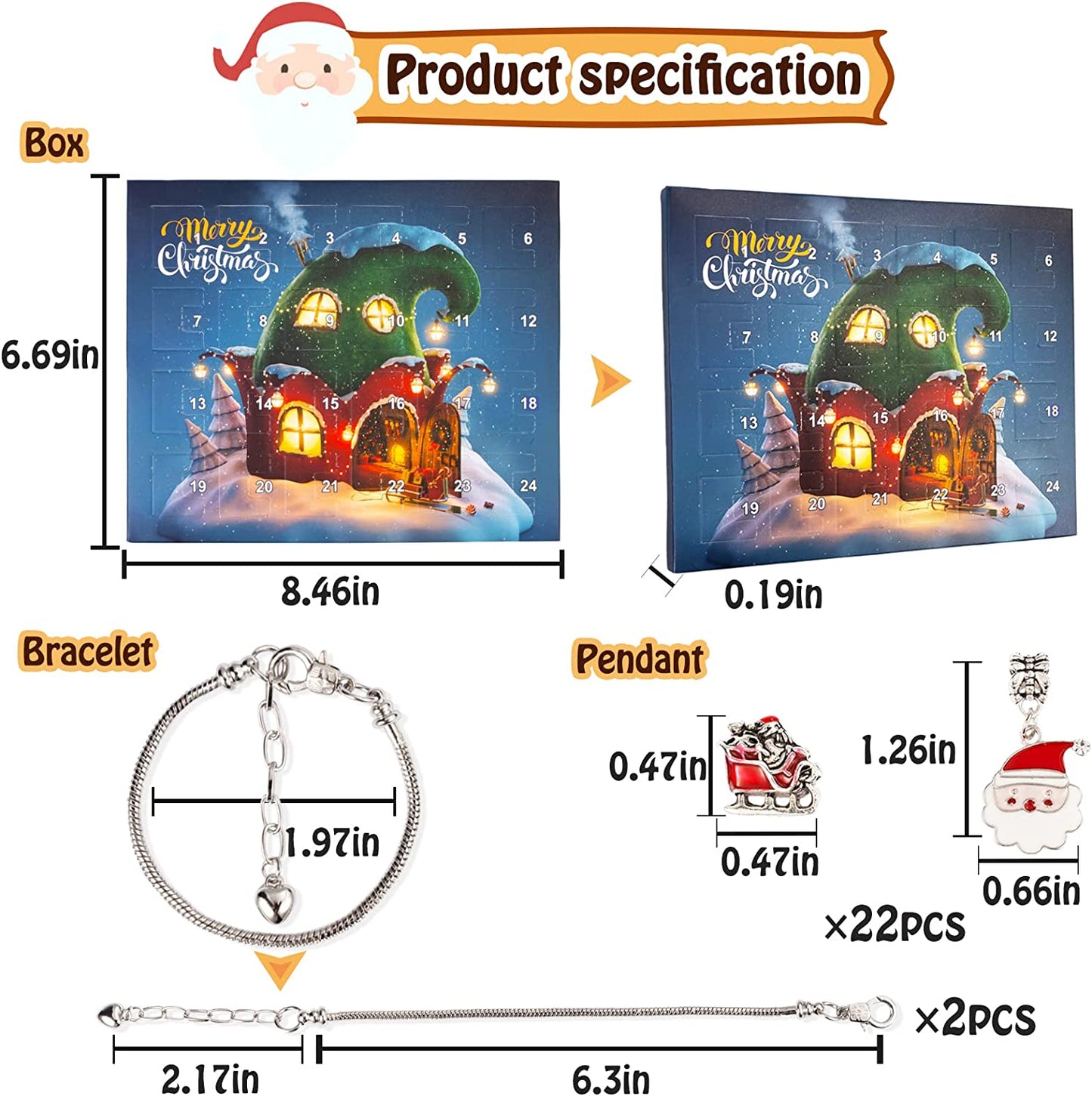 Christmas Pre Sale 78% OFF --24 Pcs DIY Christmas Advent Calendar Bracelets Set
