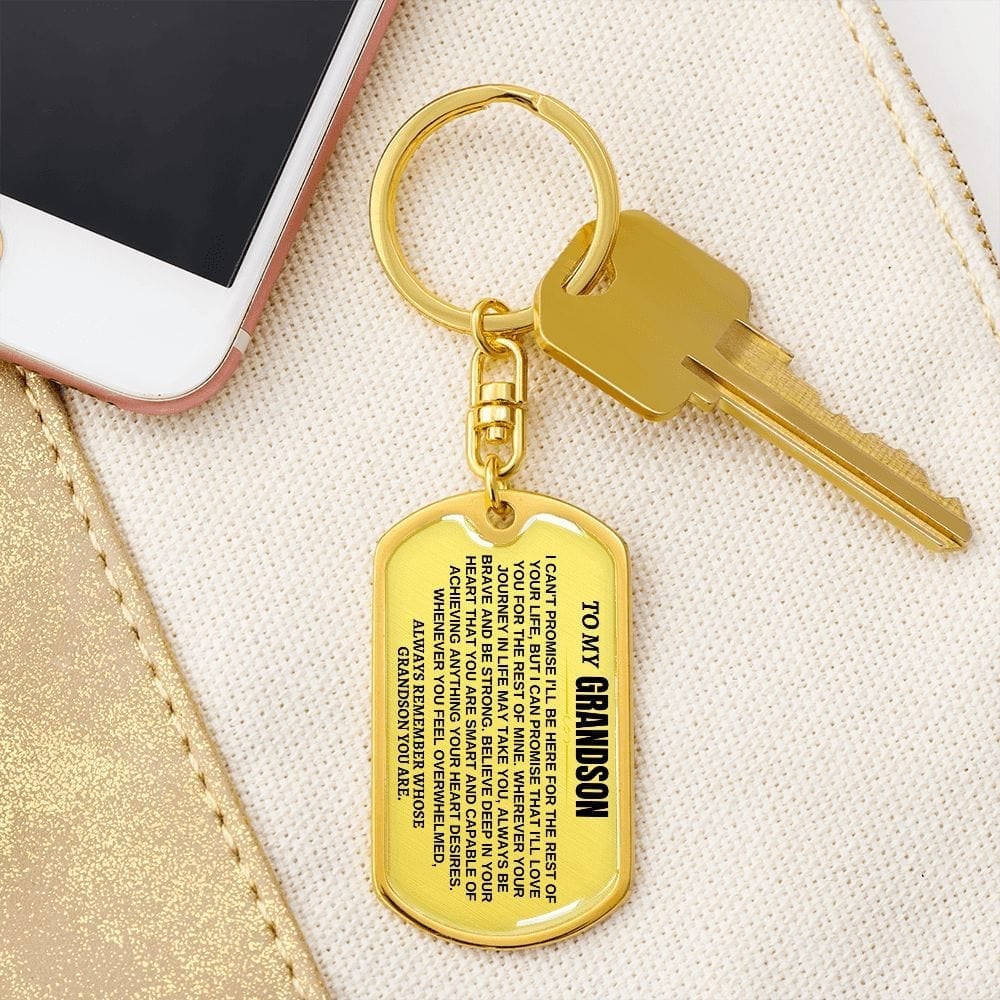 🎄🎁To My Grandson | Remember Whose Grandson You Are | Personalized Keychain (Perfect Christmas Gift to Grandson)