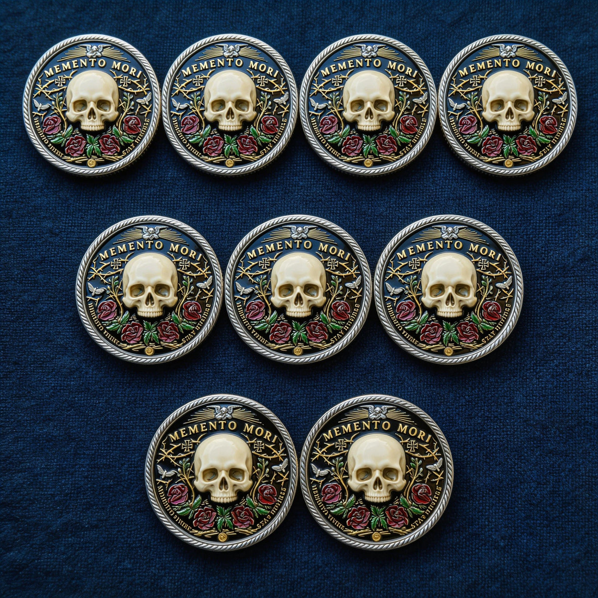 🌹💀Memento Mori Reflection 💎3D Carving Collector-Grade Coin