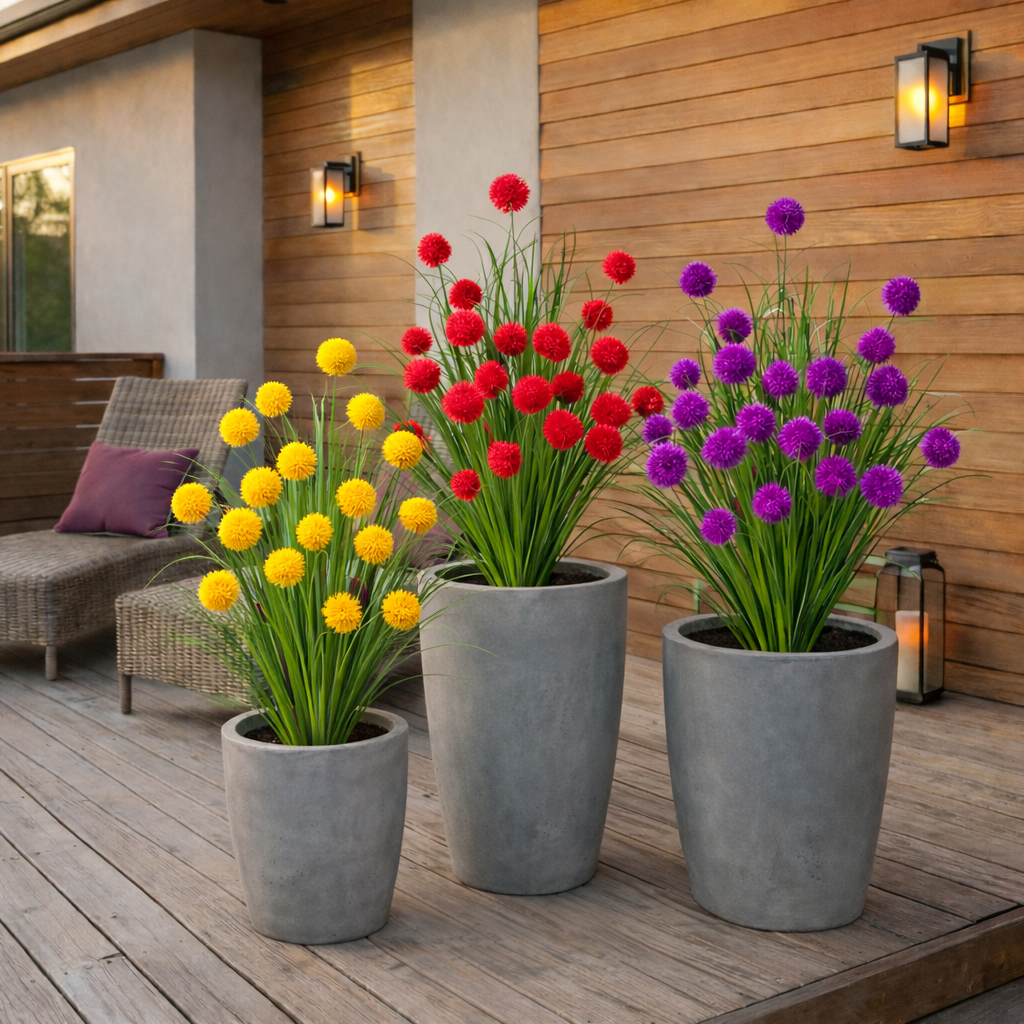 35.4 inches Artificial Multicolor Rain Lily Grass