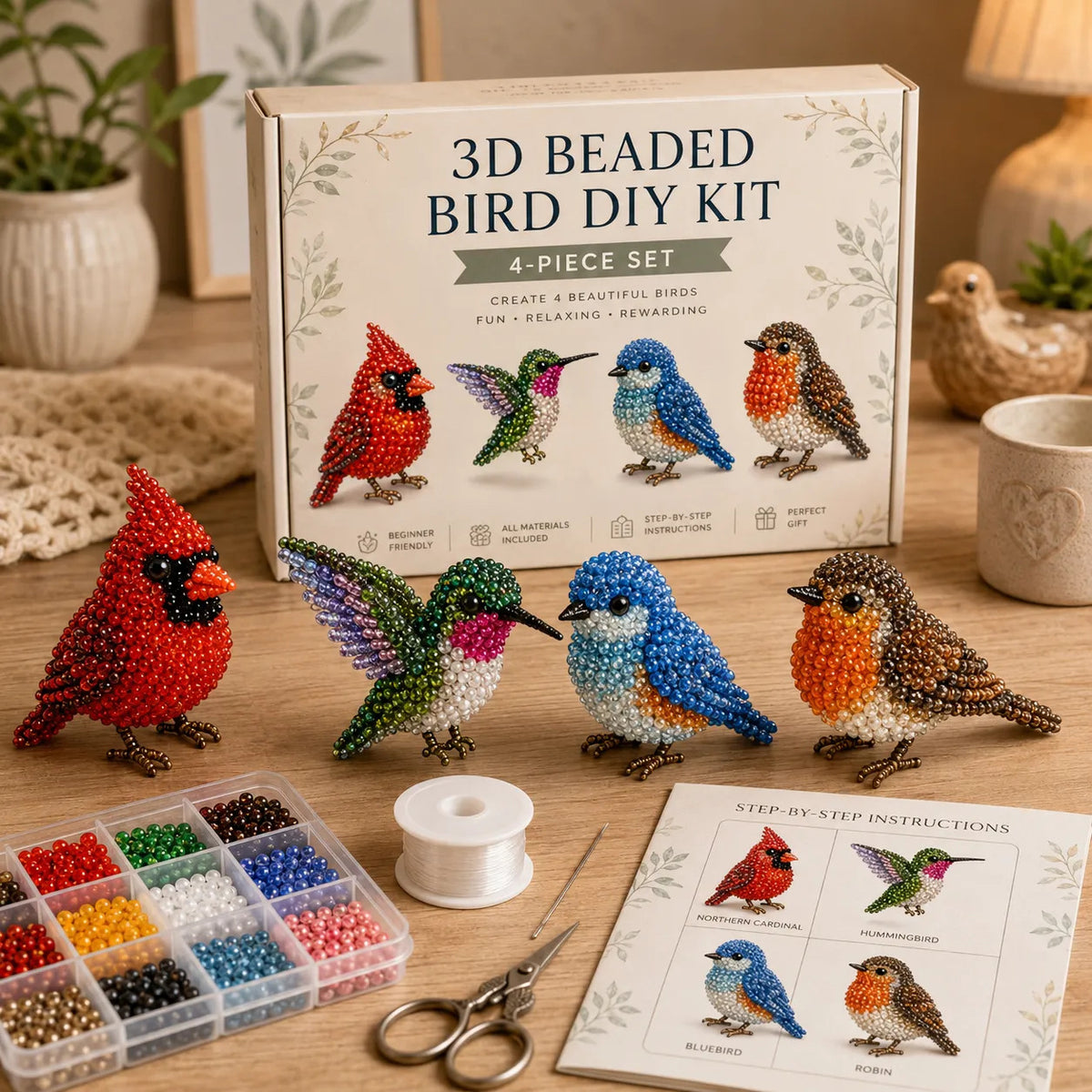 🧵 3D Beaded Figure DIY Craft Kit | 2 Series Optional Dragon & Skeleton Bead Making Set