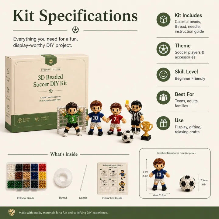 ⚽ 3D Beaded Soccer Player DIY Craft Kit | Complete Beginner Sports Bead Making Set