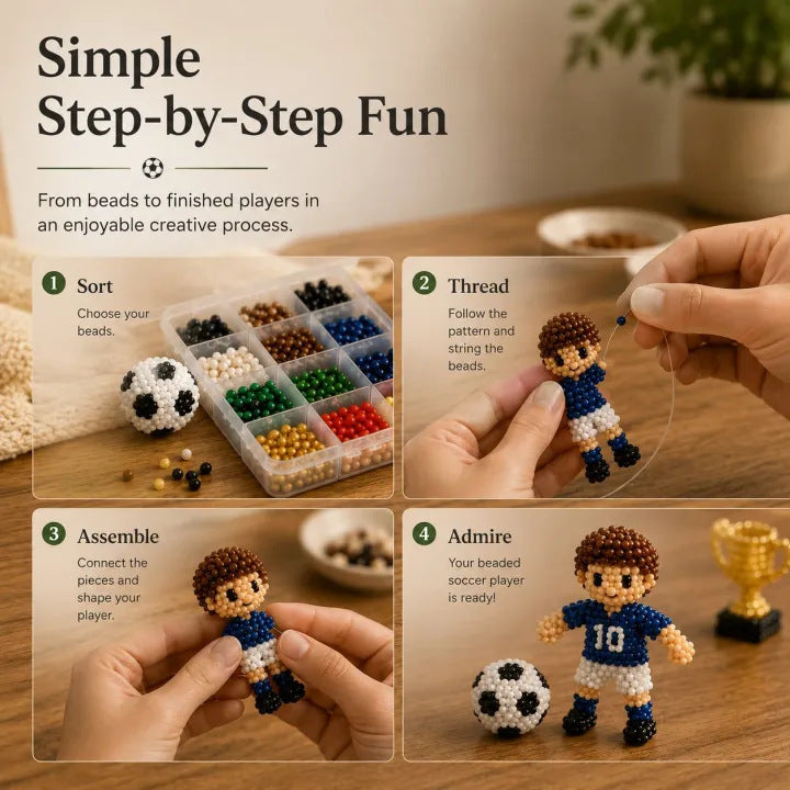 ⚽ 3D Beaded Soccer Player DIY Craft Kit | Complete Beginner Sports Bead Making Set