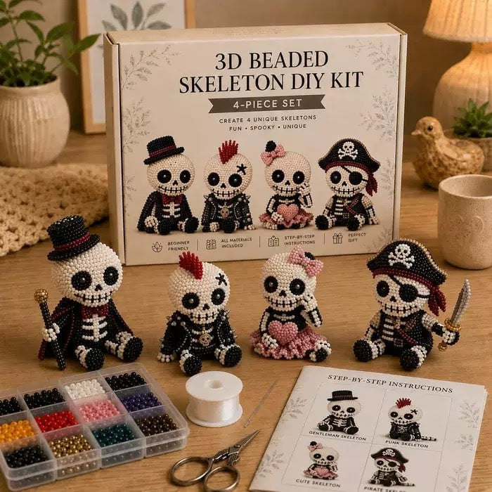 🧵 3D Beaded Figure DIY Craft Kit | 2 Series Optional Dragon & Skeleton Bead Making Set