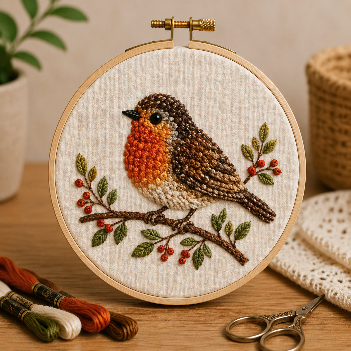 🧵✨ Bird Embroidery DIY Kit – 3D Handmade Wall Art Set