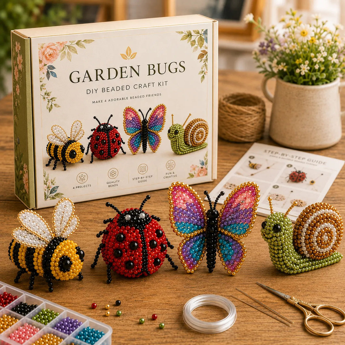 🧵 3D Beaded Figure DIY Craft Kit | 2 Series Optional Dragon & Skeleton Bead Making Set