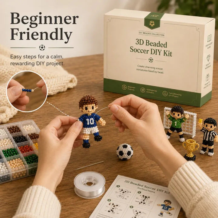 ⚽ 3D Beaded Soccer Player DIY Craft Kit | Complete Beginner Sports Bead Making Set