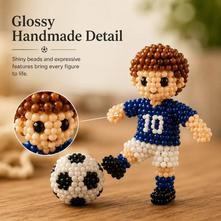 ⚽ 3D Beaded Soccer Player DIY Craft Kit | Complete Beginner Sports Bead Making Set