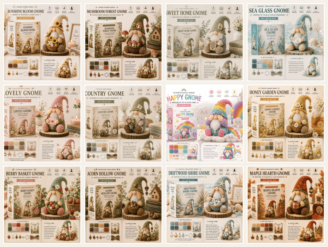 🔥LAST DAY 50% OFF - 💕Cozy Gnome DIY Bead Kit Collection– Collect All 12 Gnome