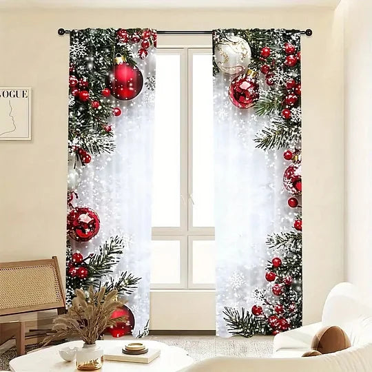 2 Panels Holiday Christmas Curtains for Windows