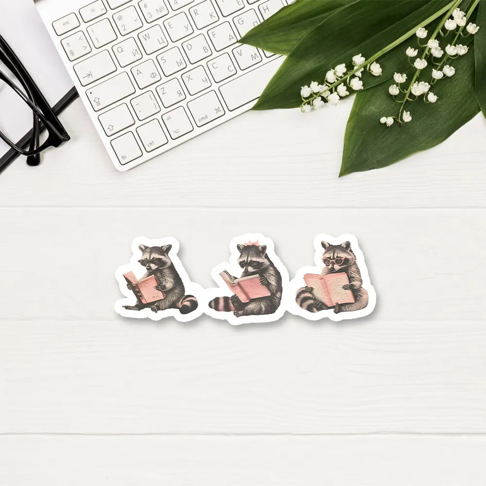 Pagewings Funny Raccoon Bookish Gift Sticker