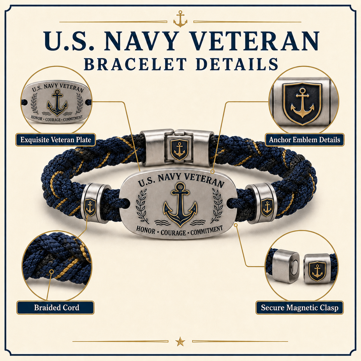⚓ U.S. Navy Veteran Bracelet