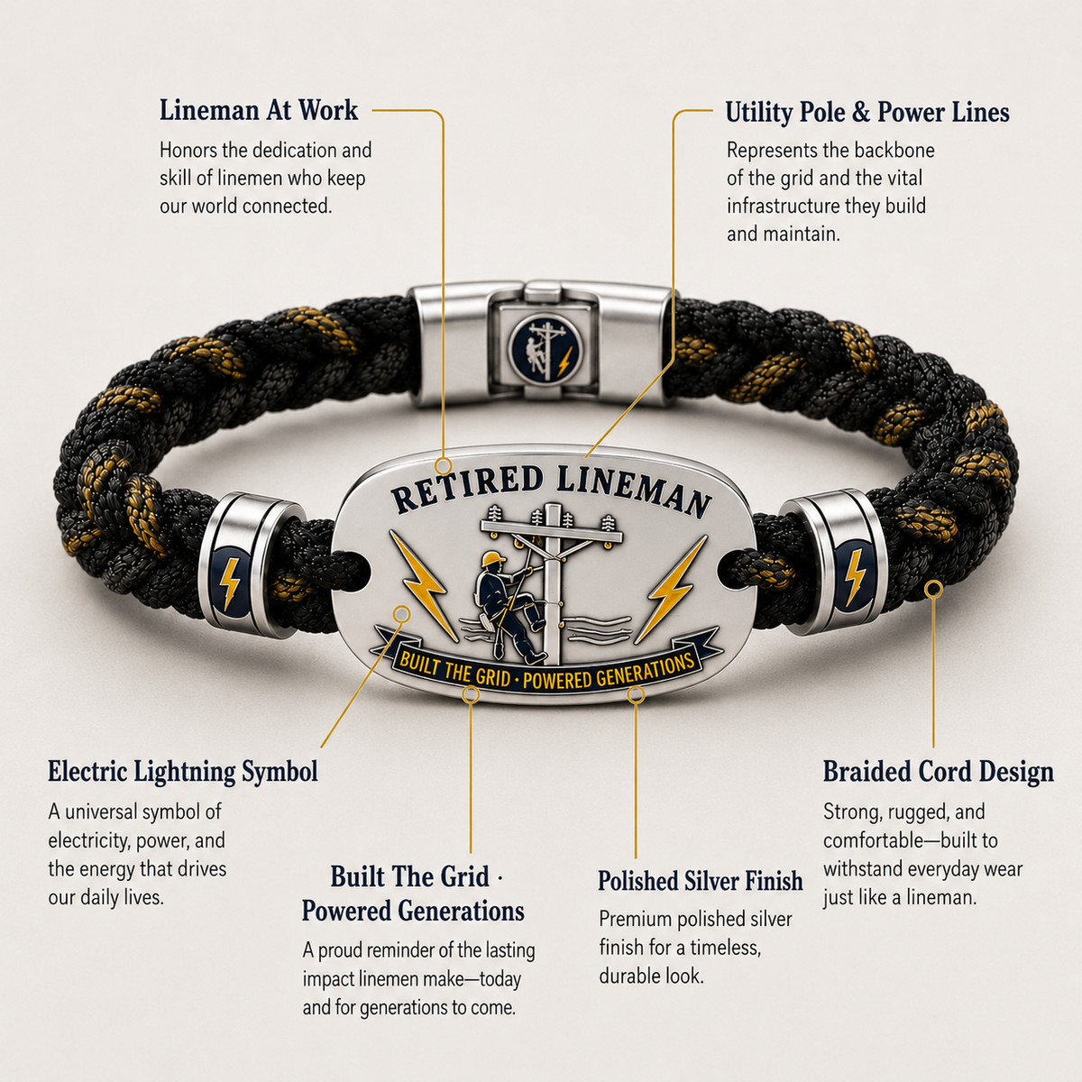 ⚡ Retired Lineman Tribute Bracelet