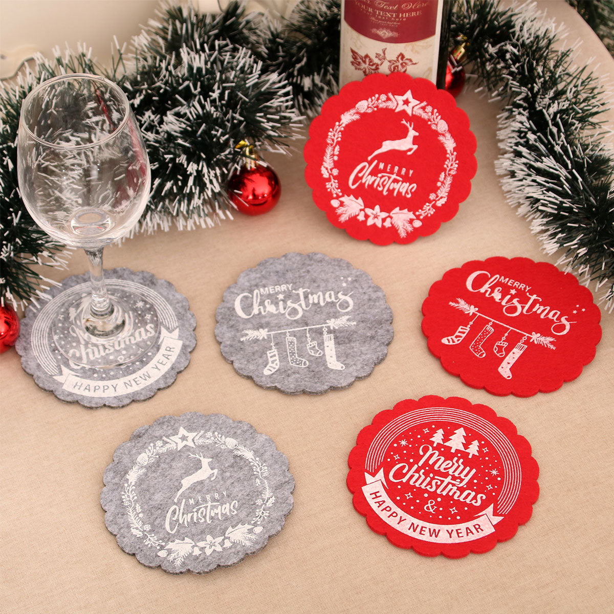 🔥Christmas Hot Sale | 🎄Felt Christmas Coasters