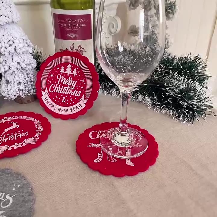 🔥Christmas Hot Sale | 🎄Felt Christmas Coasters