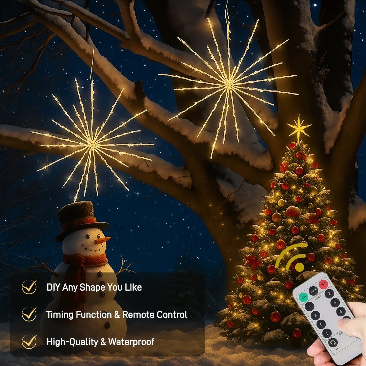 🎄Early Christmas Sale🔥Gold Glitter Hanging Starburst Lights