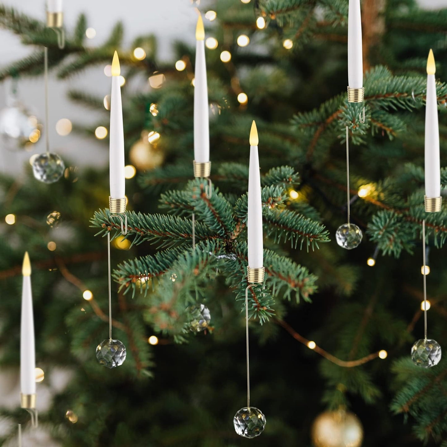 🎄Early Christmas Sale🔥6-Pack Christmas Tree Candles with Crystal Hook