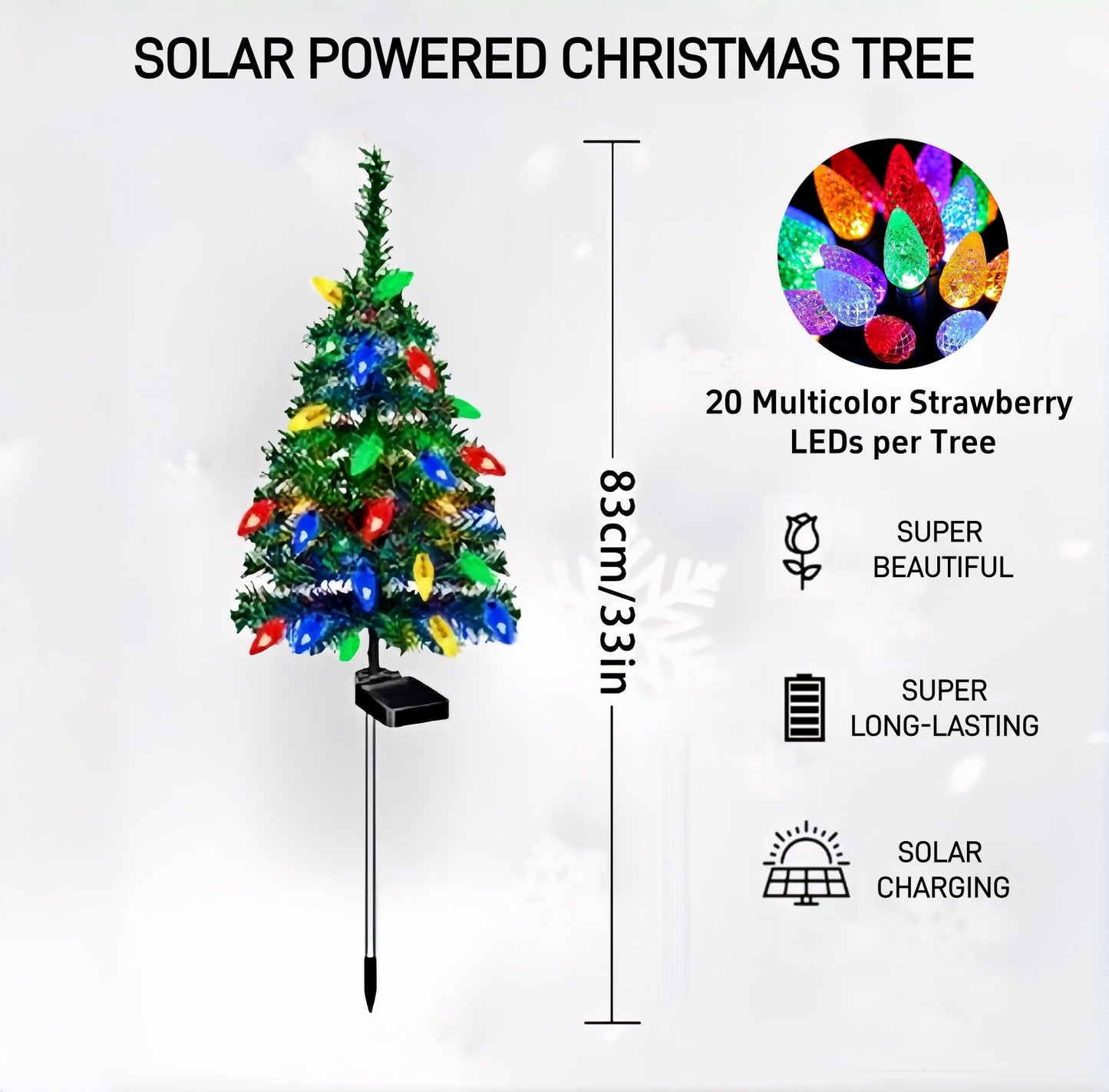 🎄Christmas On Sale🔥Solar Powered Christmas Tree with 20 LED Strawberry Lights