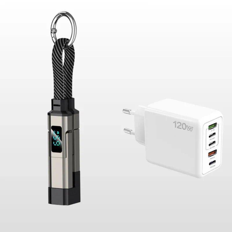 🔥HOT SALE 50% OFF🔥4-in-1 Digital Display Keychain Charging Cable
