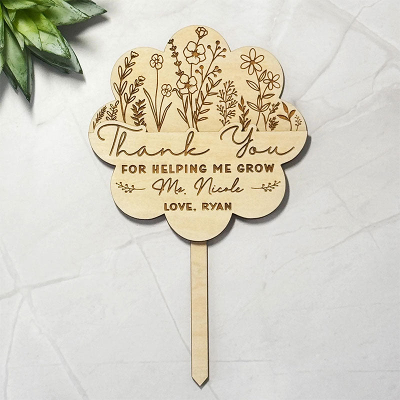 Personalized Thank You For Helping Me Grow Teacher Gift Card Holder