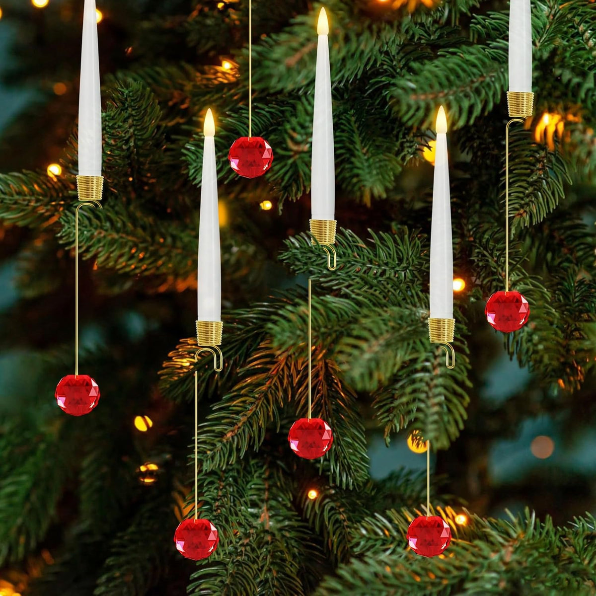 🎄Early Christmas Sale🔥6-Pack Christmas Tree Candles with Crystal Hook