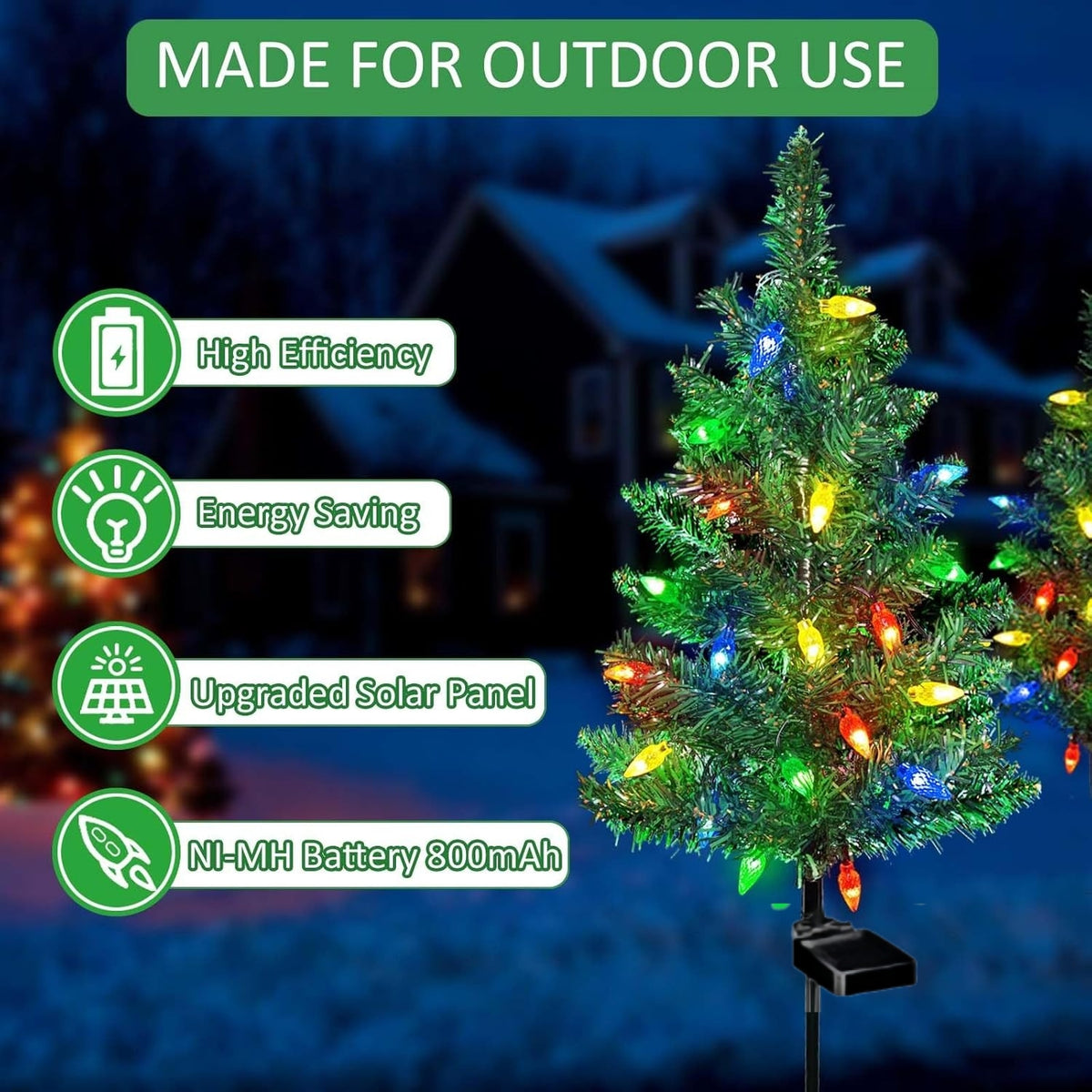 🎄Christmas On Sale🔥Solar Powered Christmas Tree with 20 LED Strawberry Lights