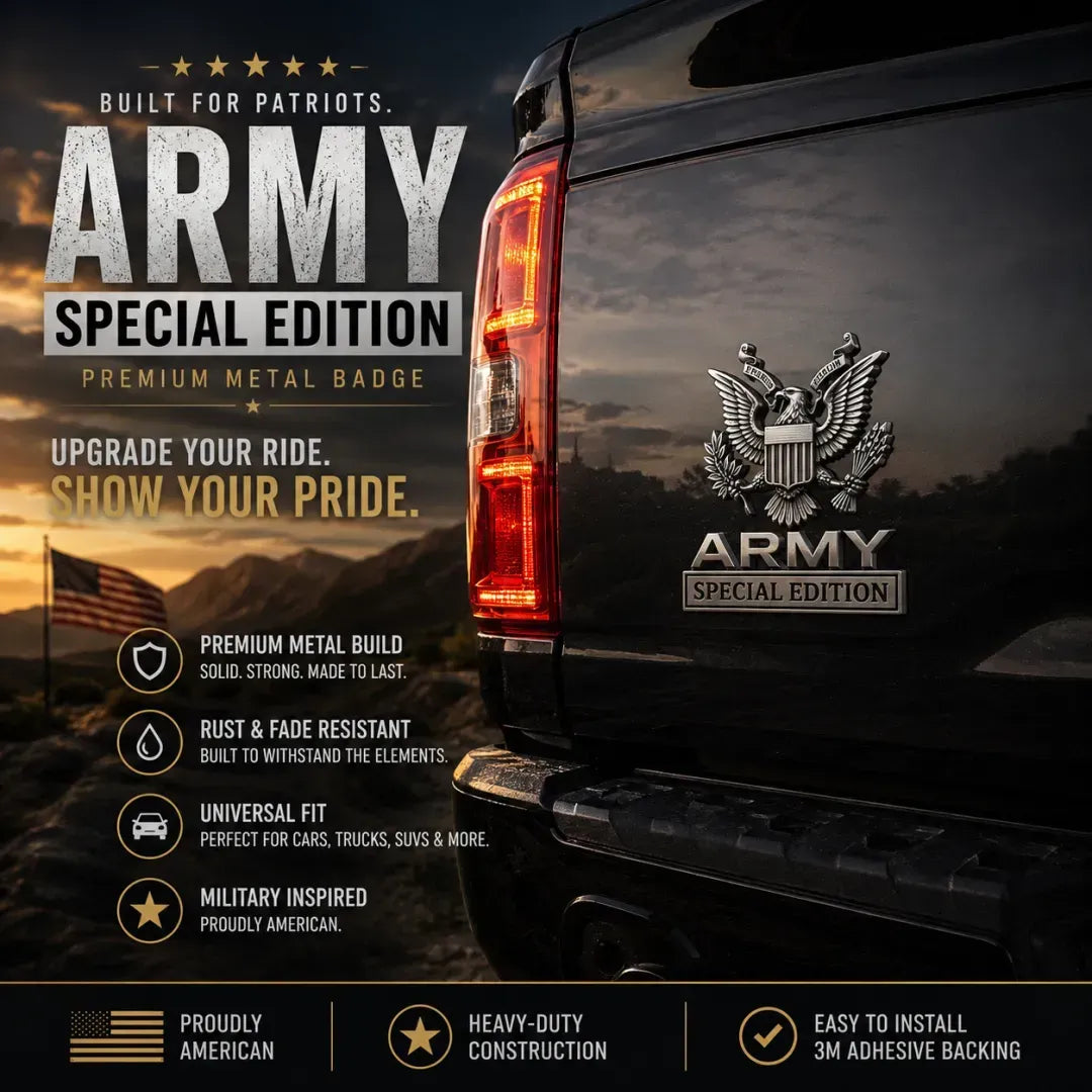🏆LIMITED EDITION✨U.S. Army, Navy, Air Force & Marine Corps Special Edition Eagle Chrome Metal Badge