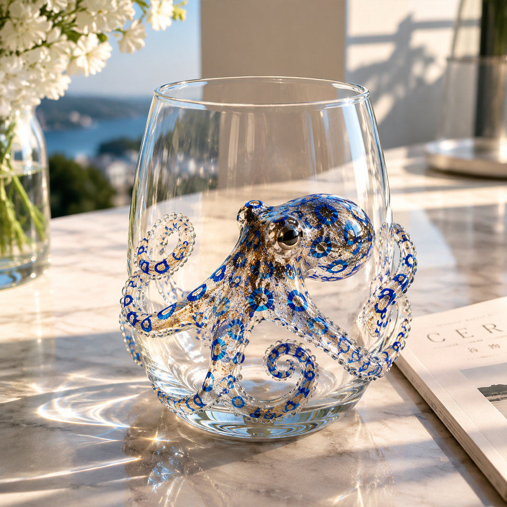 Artisanal Blue Ringed Octopus Glassware