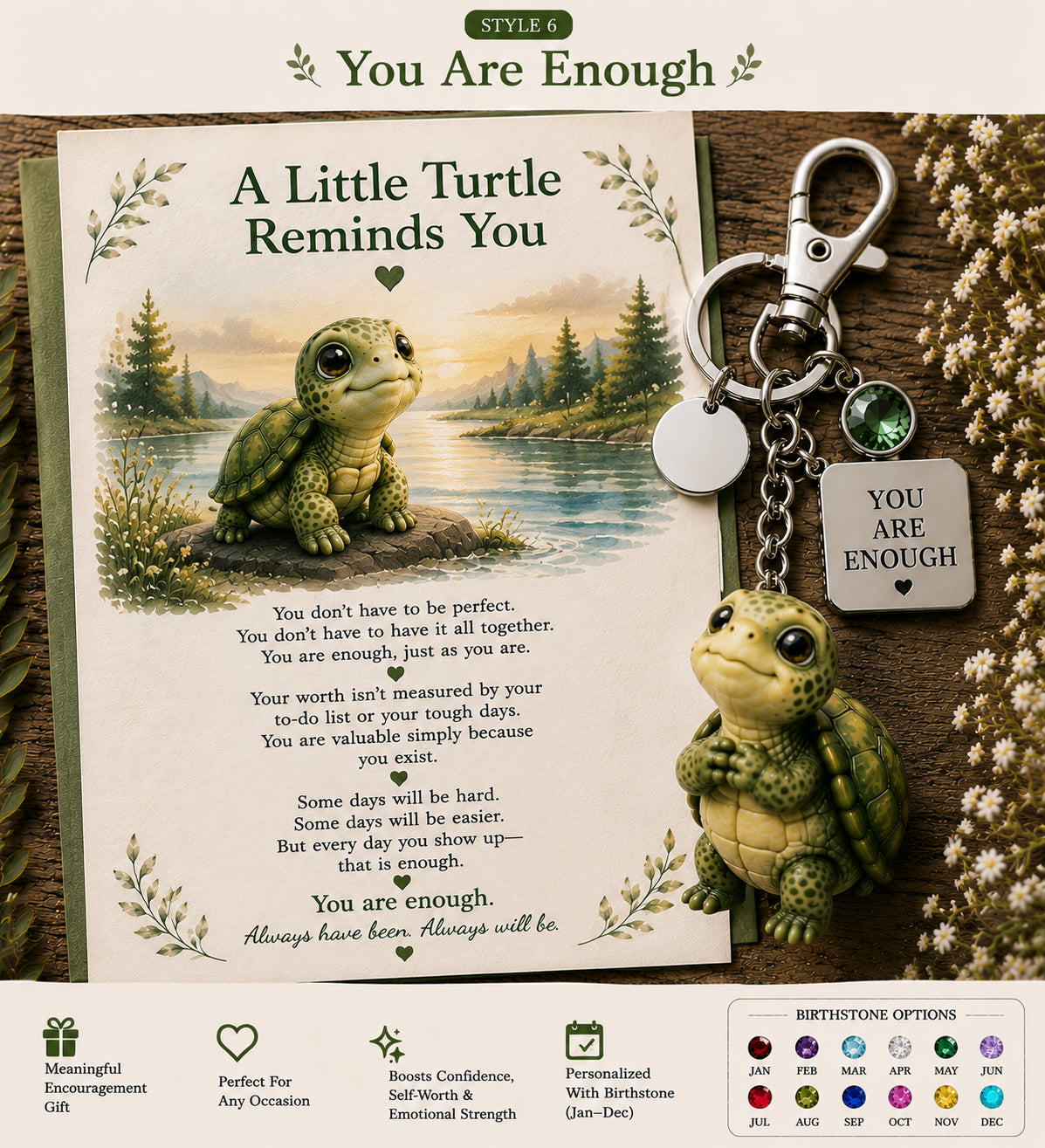 🔥Last Day Buy 3 Get 1 Free🐢 "Slow Still Counts" Turtle Keychain & Keepsake Card Set