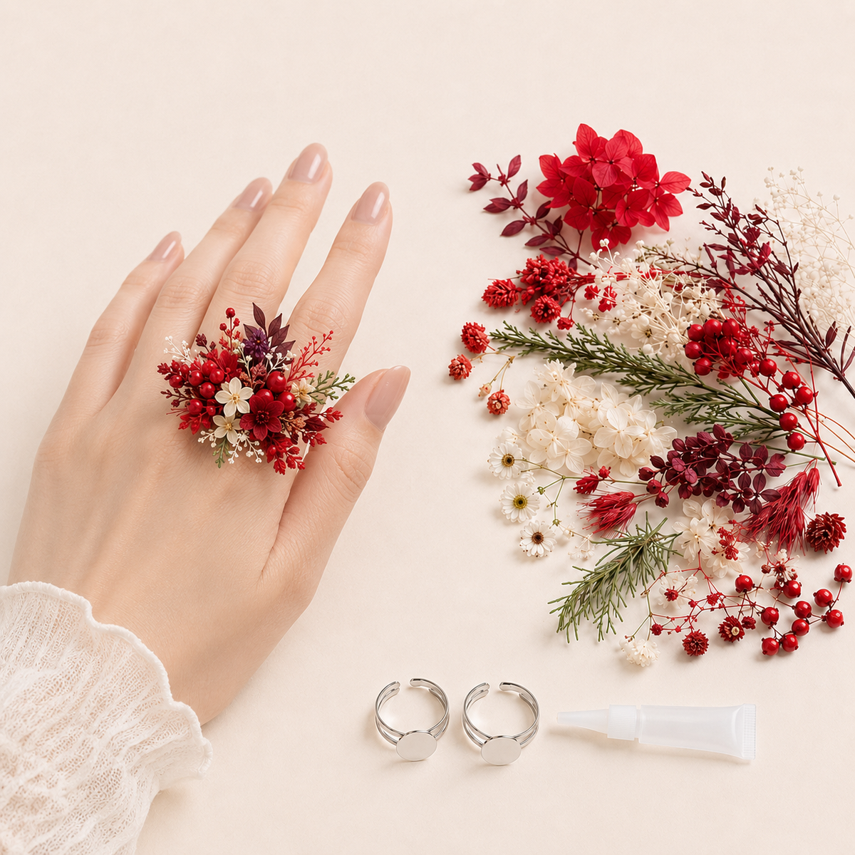 Forest Romantic Dried Flower Ring DIY Kit