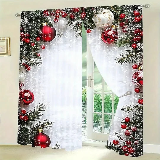 2 Panels Holiday Christmas Curtains for Windows