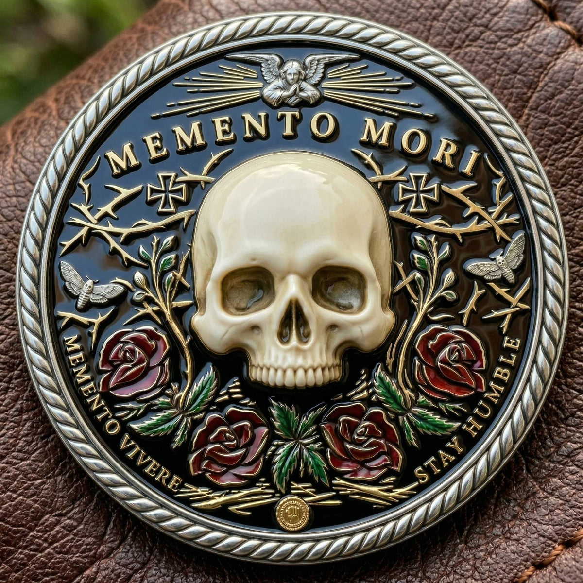 🌹💀Memento Mori Reflection 💎3D Carving Collector-Grade Coin