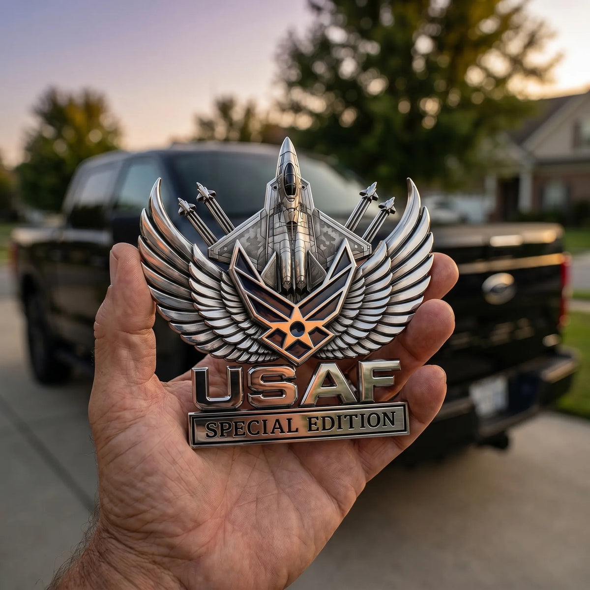🏆LIMITED EDITION✨U.S. Army, Navy, Air Force & Marine Corps Special Edition Eagle Chrome Metal Badge