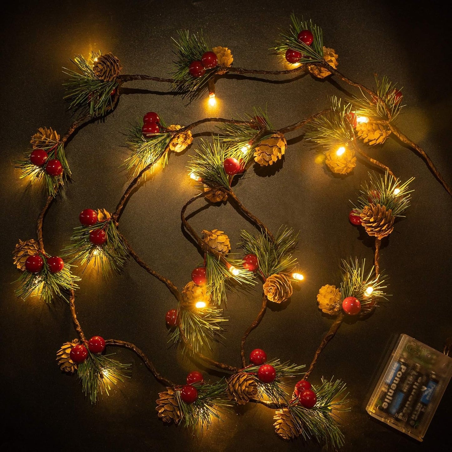Christmas PineCones String Lights with Timer (6.56Ft 20 LED)