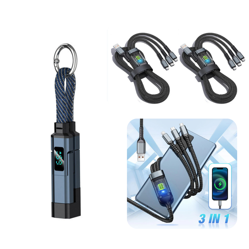 🔥HOT SALE 50% OFF🔥4-in-1 Digital Display Keychain Charging Cable