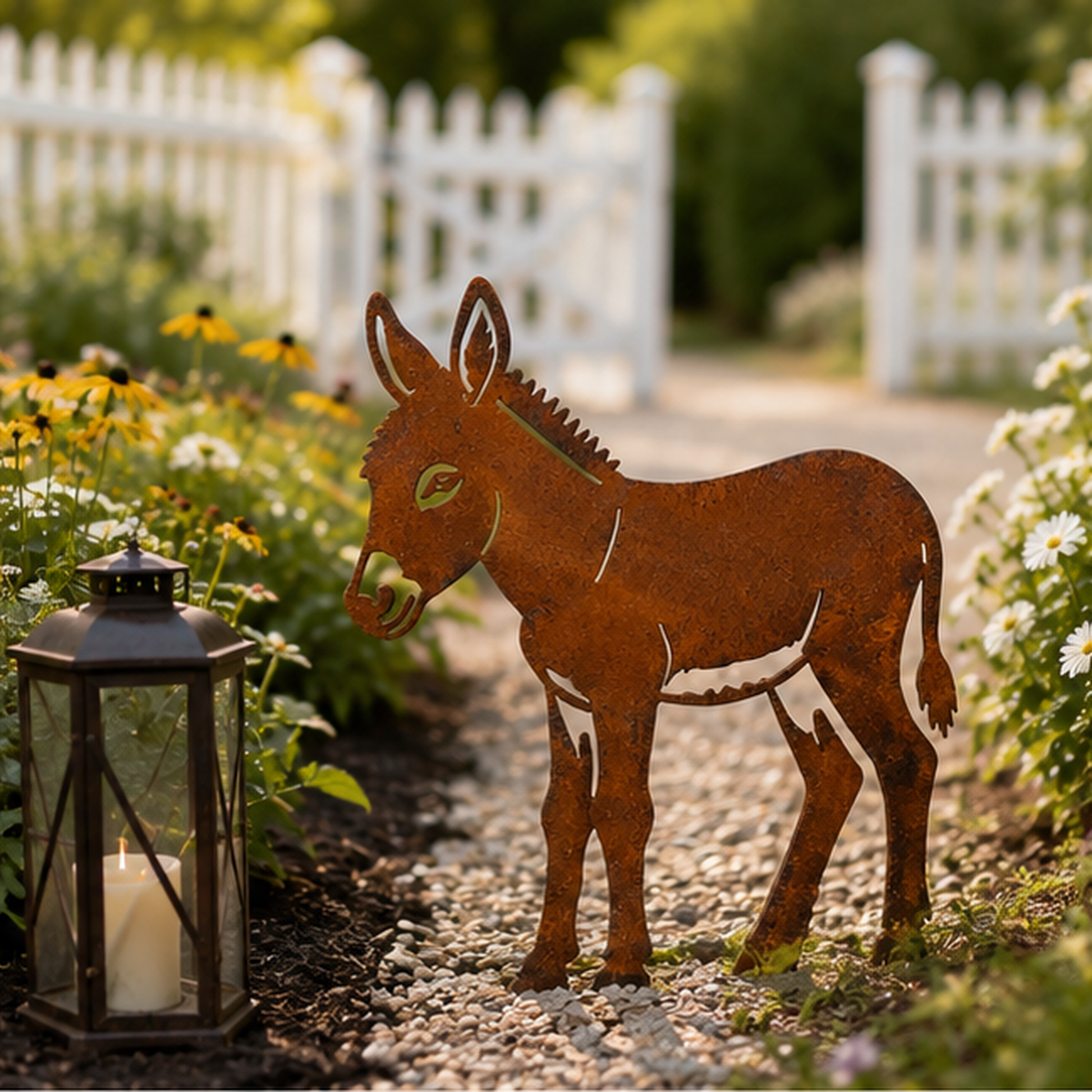 Rusty Donkey Metal Garden Stake