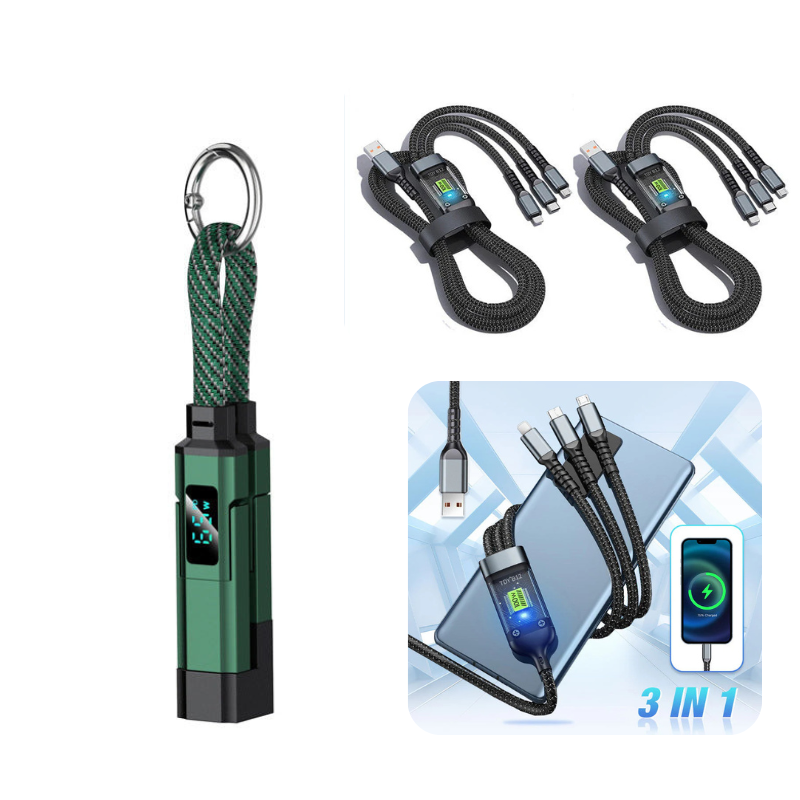 🔥HOT SALE 50% OFF🔥4-in-1 Digital Display Keychain Charging Cable
