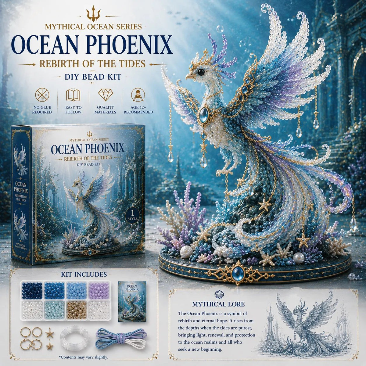 🌊Mythical Ocean DIY Bead Kit | 3D Sea Creature Craft Set – 12 Designs, Beginner Friendly