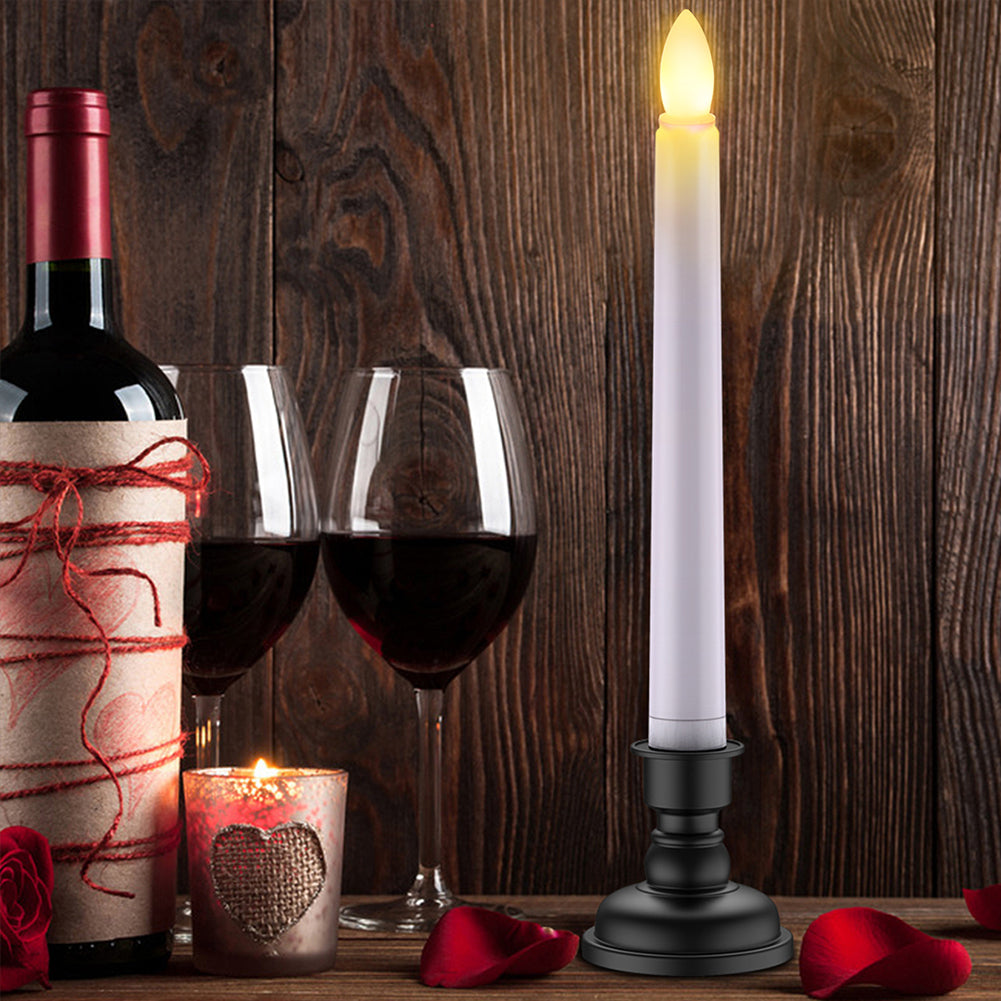 4-Pack Flameless Flickering Christmas Window Candles with Remote & Timer, Black Holders