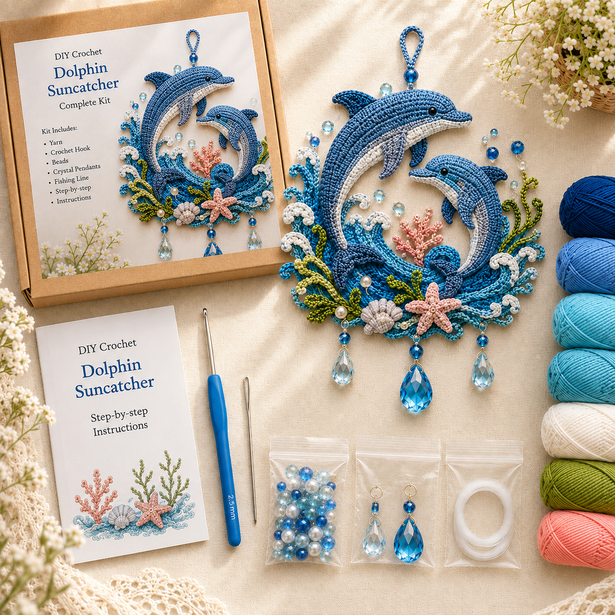 🌊 Ocean Treasures DIY Crochet Suncatcher Kit