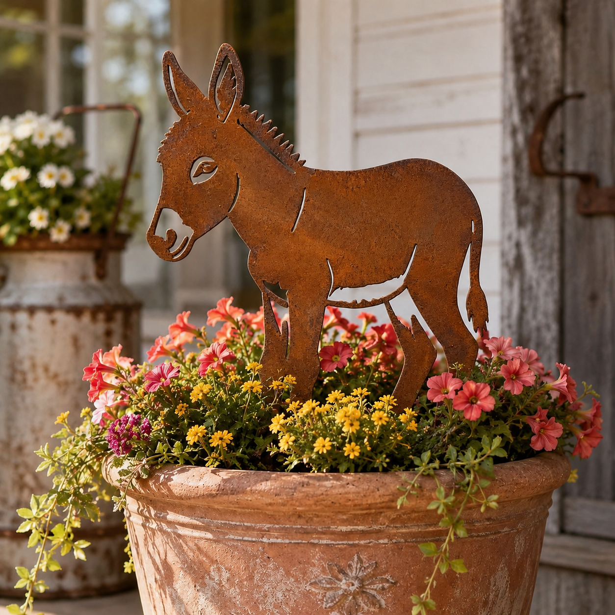 Rusty Donkey Metal Garden Stake