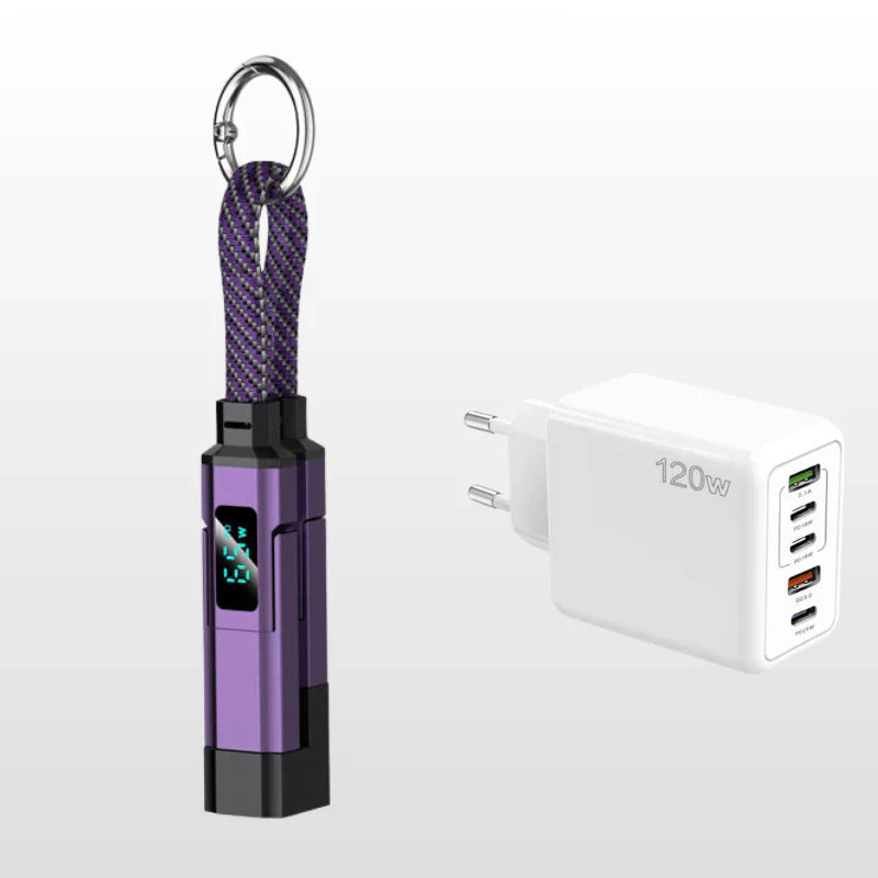 🔥HOT SALE 50% OFF🔥4-in-1 Digital Display Keychain Charging Cable