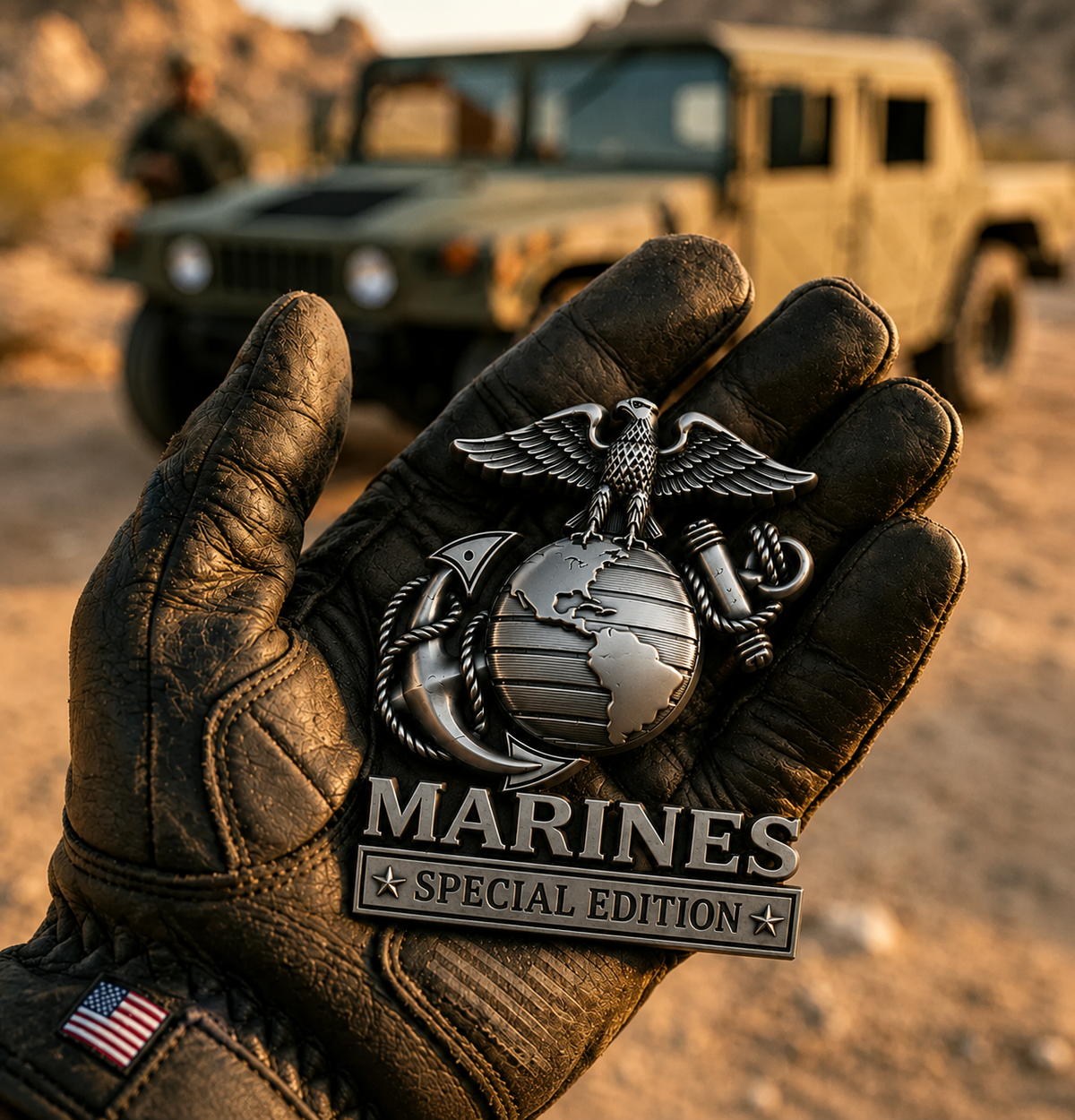 🏆LIMITED EDITION✨U.S. Army, Navy, Air Force & Marine Corps Special Edition Eagle Chrome Metal Badge