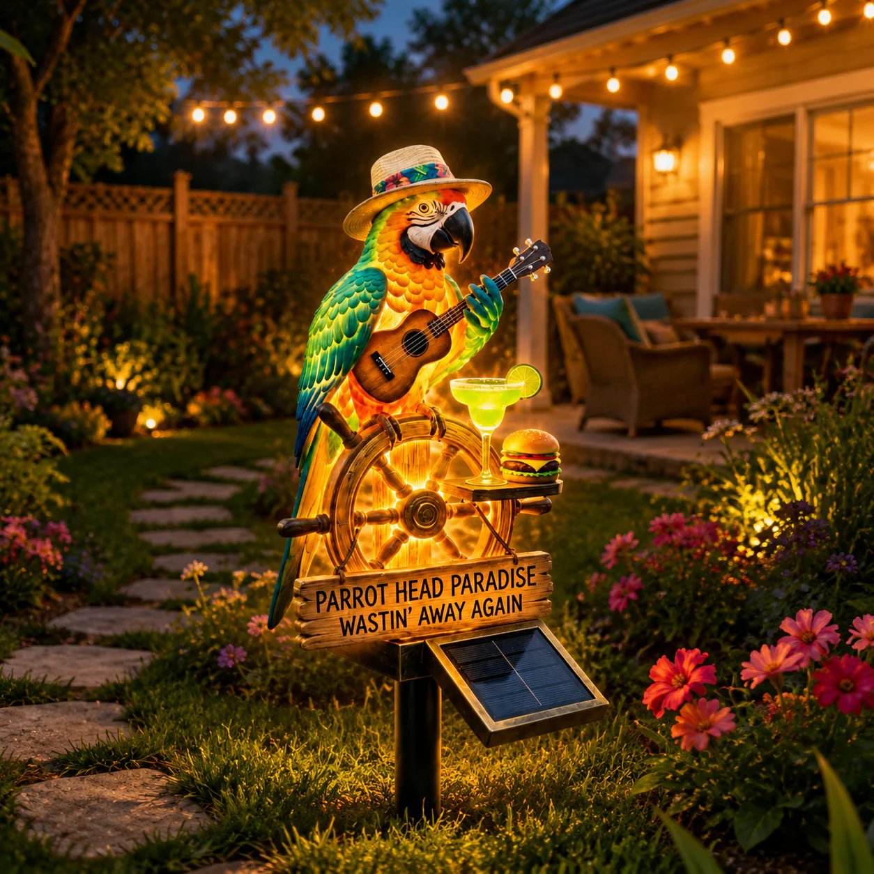🌴 Solar-Powered Parrot Garden Light – “Wastin' Away Again”